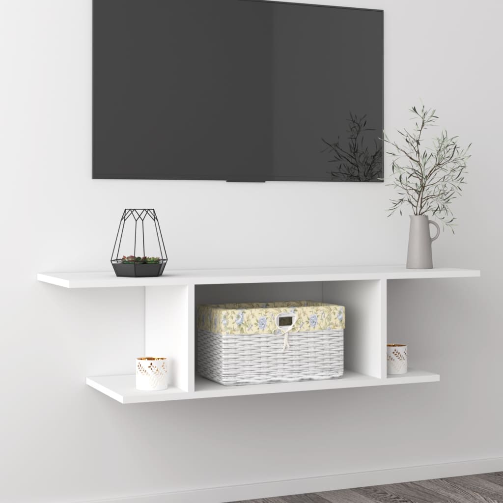 vidaXL Wisząca szafka telewizyjna, biała, 103x30x26,5 cm, płyta
