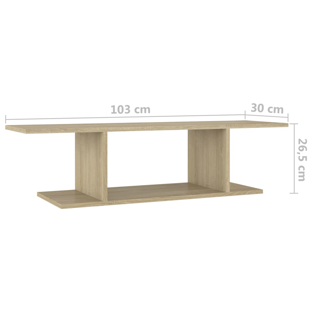 vidaXL Wisząca szafka telewizyjna, dąb sonoma, 103x30x26,5 cm, płyta