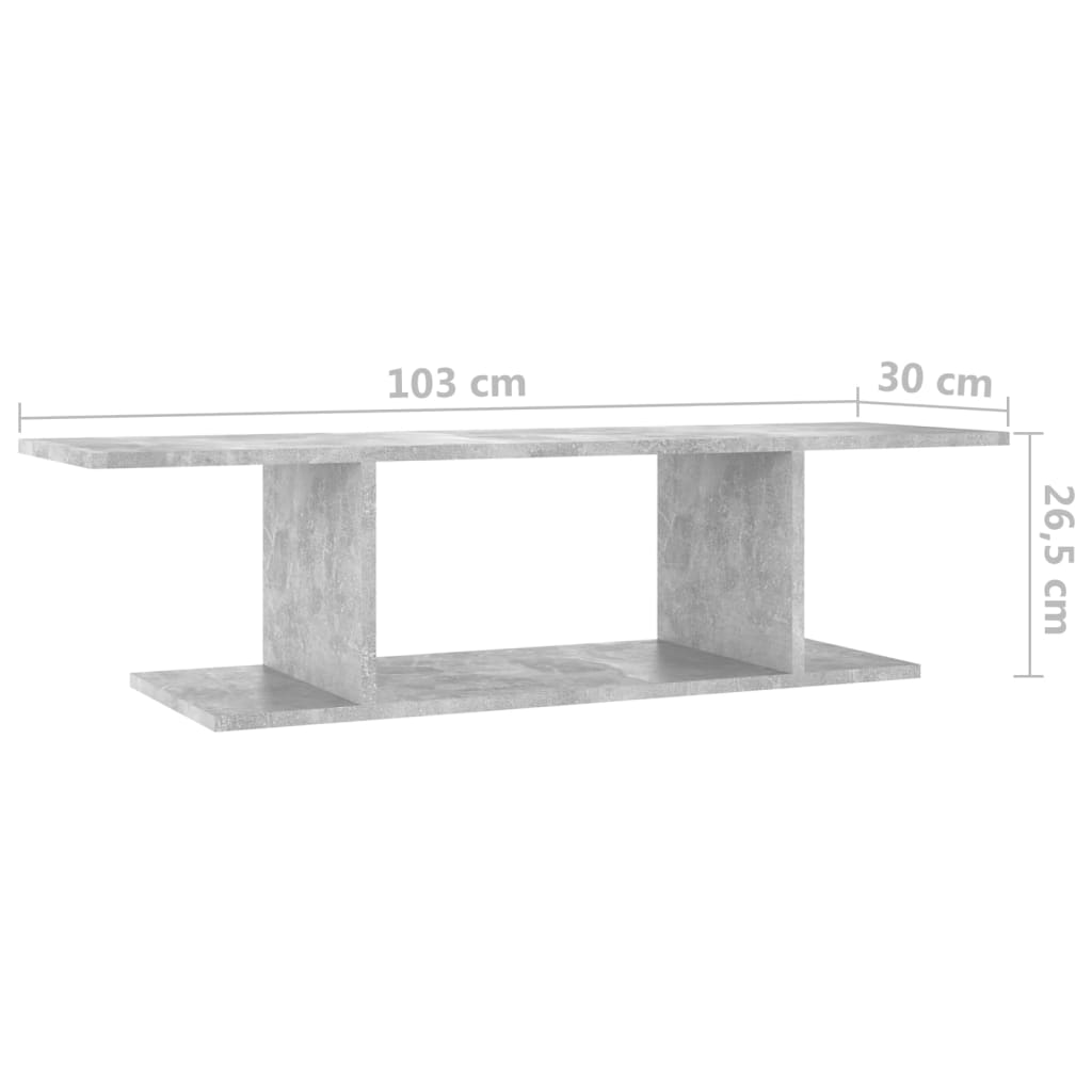 vidaXL Wisząca szafka telewizyjna, szarość betonu, 103x30x26,5 cm