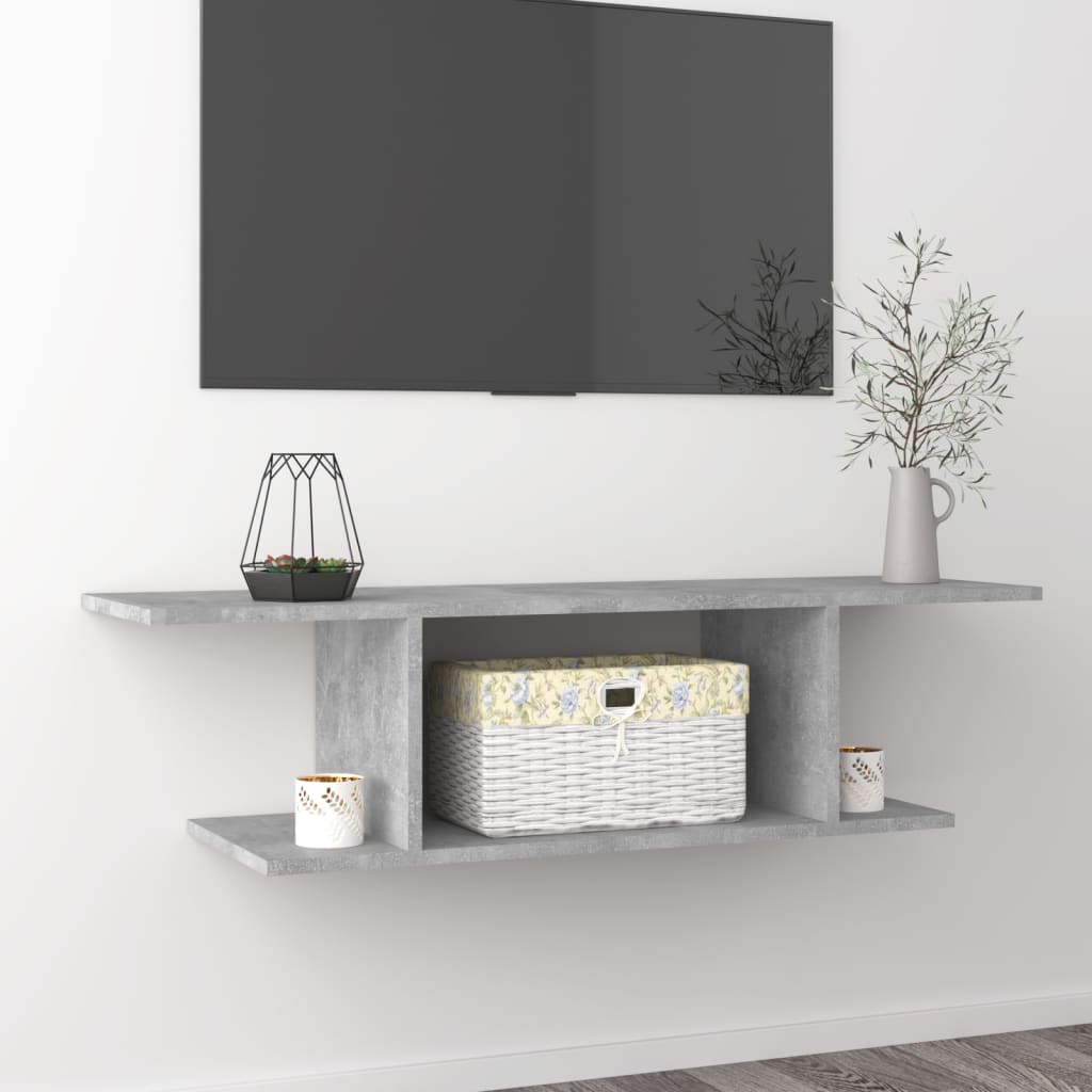 vidaXL Wisząca szafka telewizyjna, szarość betonu, 103x30x26,5 cm