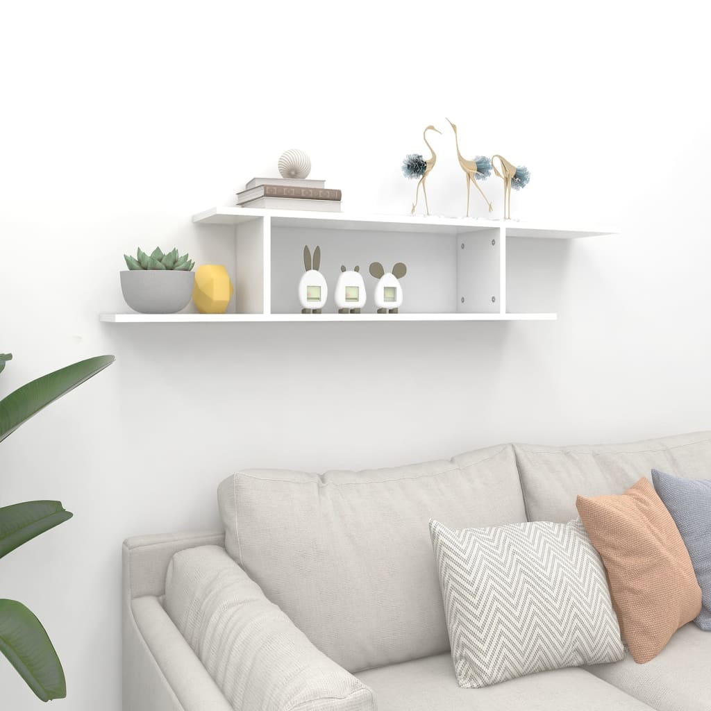vidaXL Wisząca szafka pod TV, biała, 125x18x23 cm