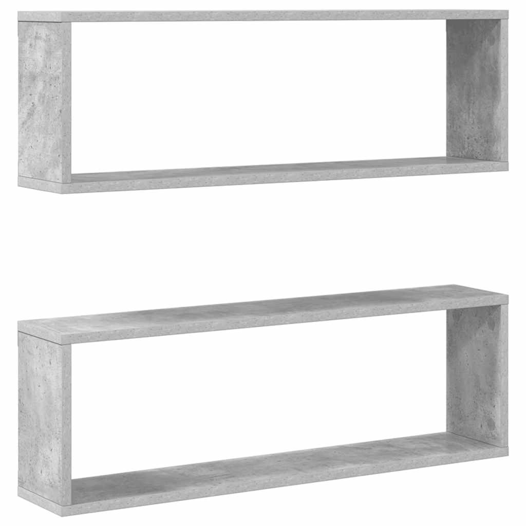 vidaXL Półki ścienne kostki, 2 szt., szarość betonu, 80x15x26,5 cm