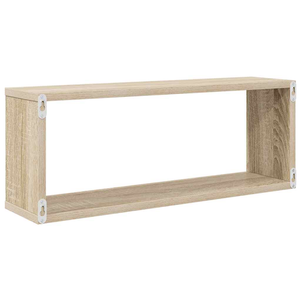 vidaXL Półki ścienne kostki, 2 szt., dąb sonoma, 60x15x23 cm