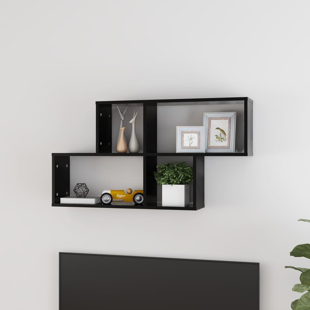 vidaXL Półka ścienna, czarna, 100x18x53 cm, materiał drewnopochodny