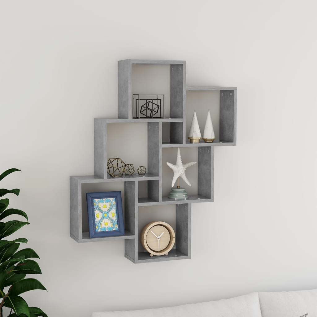vidaXL Półka ścienna w formie kostek, szarość betonu, 78x15x93 cm