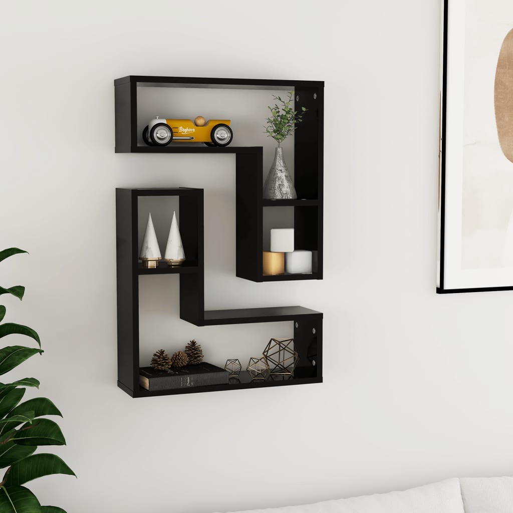 vidaXL Półki ścienne, 2 szt., czarne, 50x15x50 cm