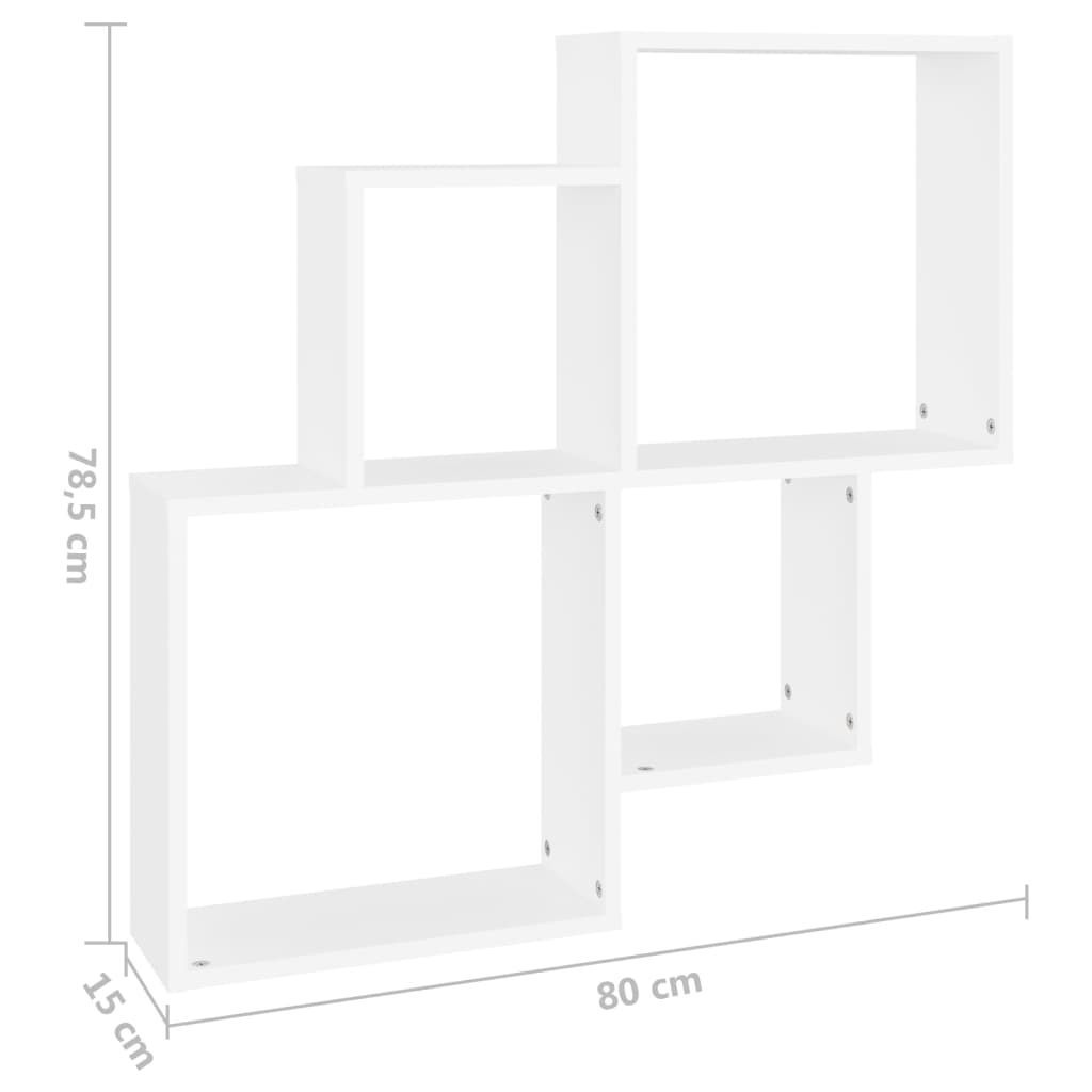 vidaXL Półka ścienna kostki, biała 80x15x78,5, materiał drewnopochodny