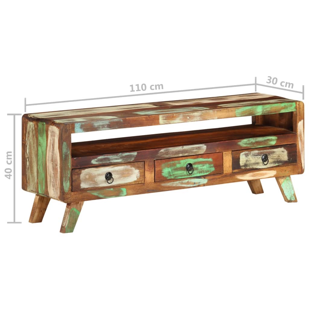 vidaXL Szafka pod telewizor, kolorowa, 110x30x40 cm, drewno z odzysku