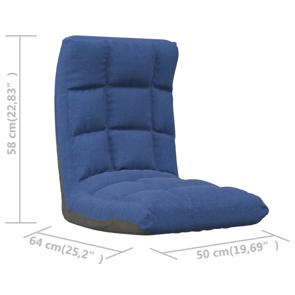 vidaXL Składane krzesło podłogowe, niebieskie, obite tkaniną