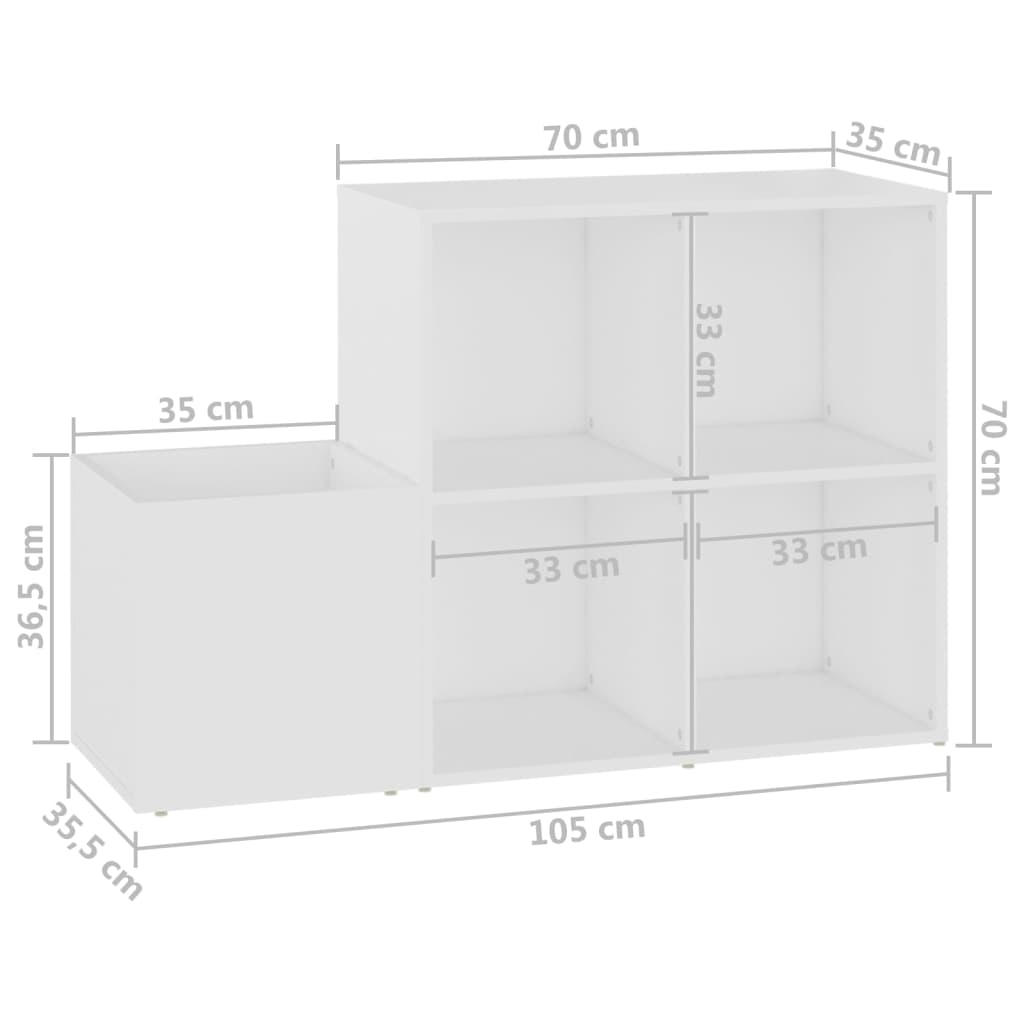 vidaXL Szafka na buty, biała, 105x35,5x70 cm, materiał drewnopochodny