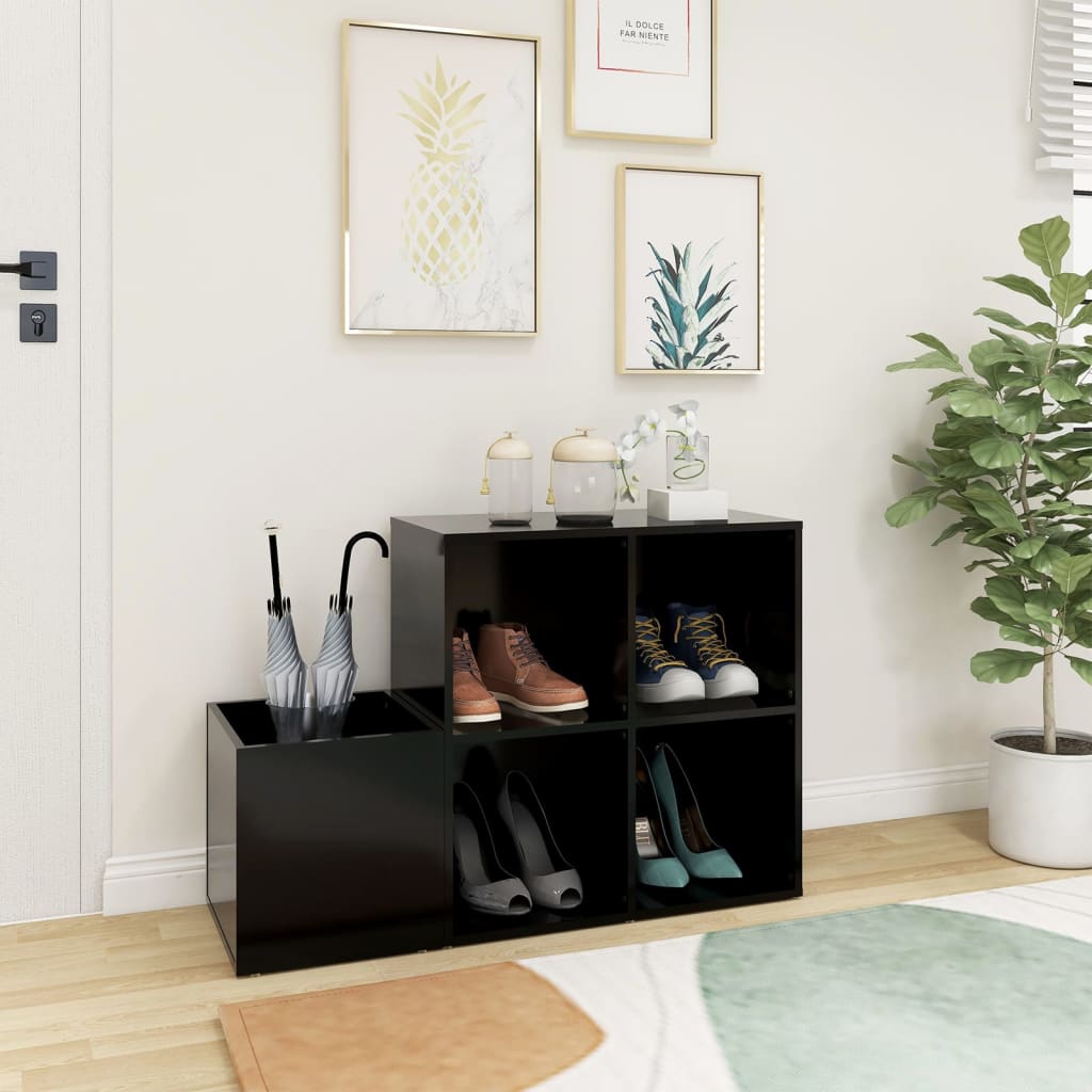 vidaXL Szafka na buty, czarna, 105x35,5x70 cm, materiał drewnopochodny