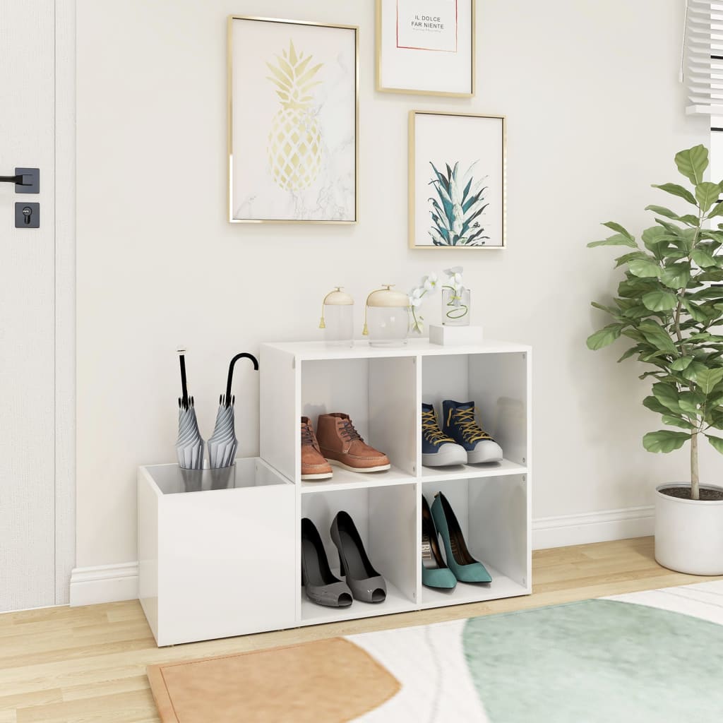 vidaXL Szafka na buty, biała z połyskiem, 105x35,5x70 cm