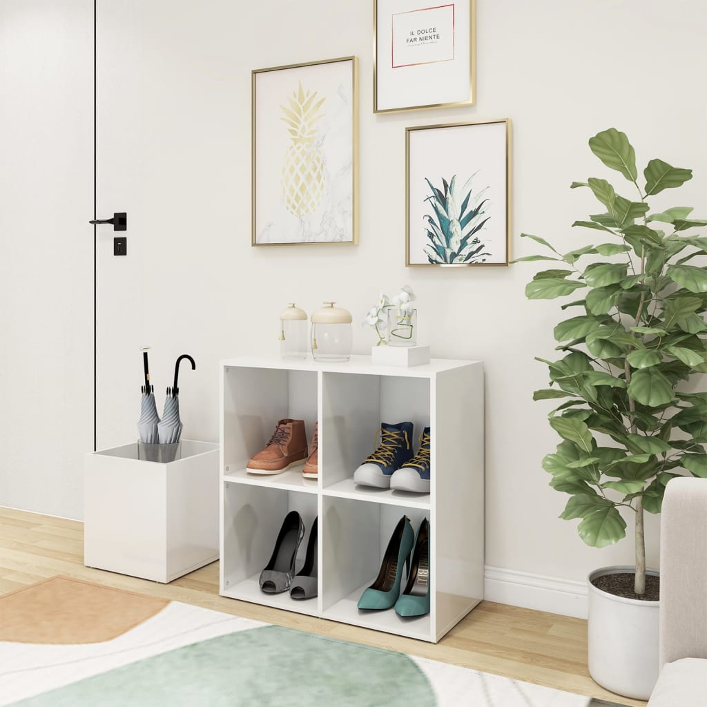 vidaXL Szafka na buty, biała z połyskiem, 105x35,5x70 cm
