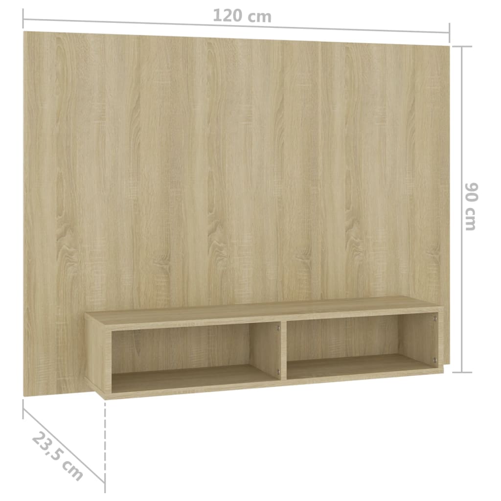 vidaXL Wisząca szafka pod TV, dąb sonoma, 120x23,5x90 cm