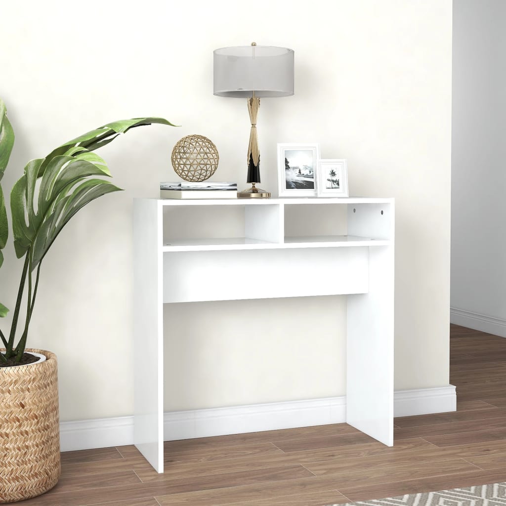 vidaXL Stolik konsolowy, biały, 78x30x80 cm, materiał drewnopochodny