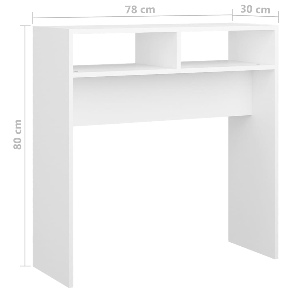 vidaXL Stolik konsolowy, biały, 78x30x80 cm, materiał drewnopochodny