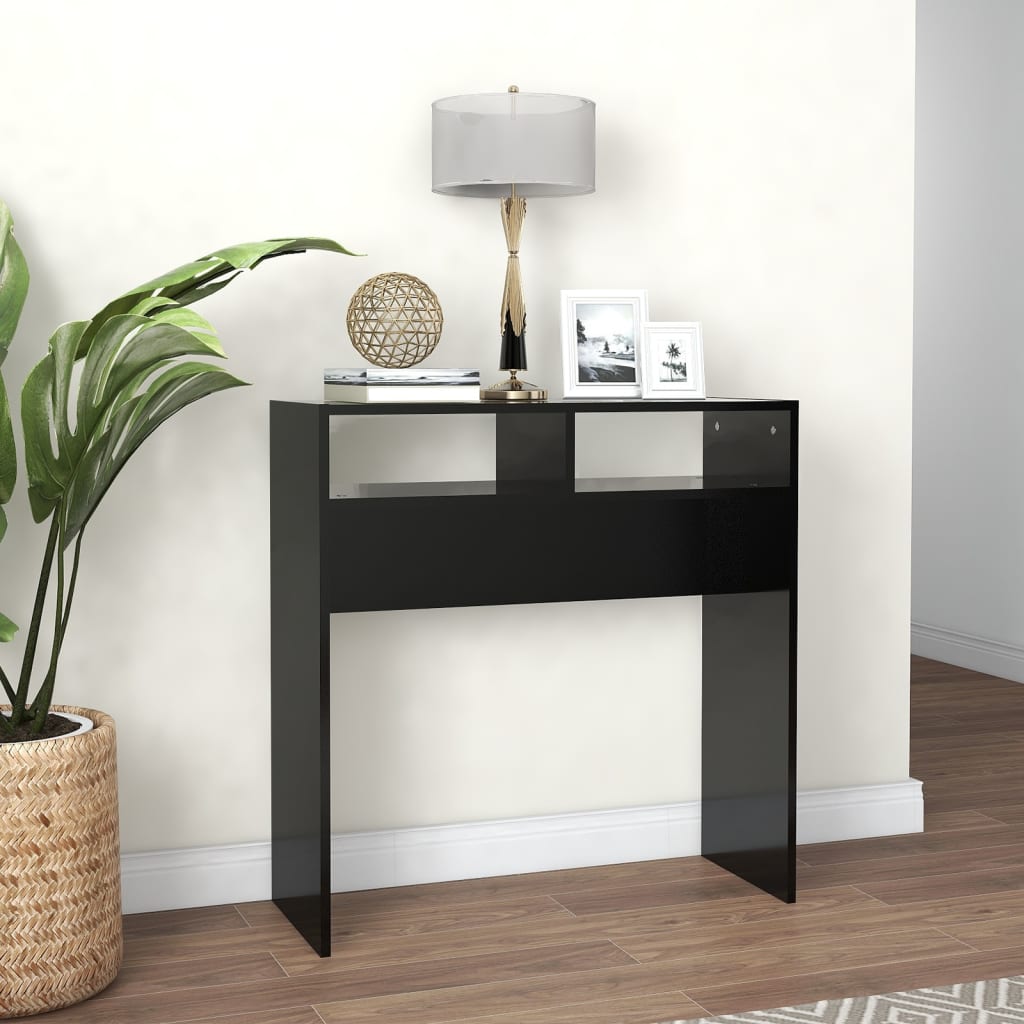 vidaXL Stolik konsolowy, czarny, 78x30x80 cm, materiał drewnopochodny
