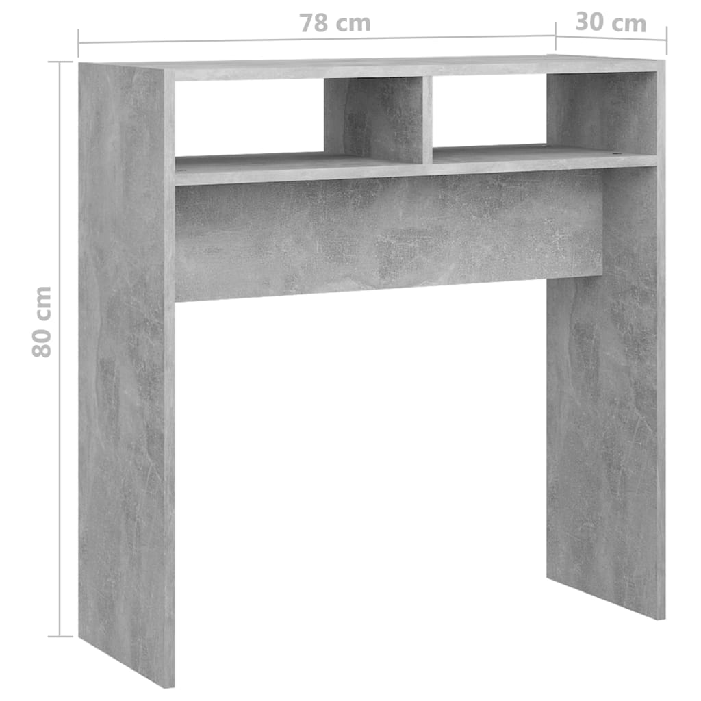 vidaXL Stolik konsolowy, szarość betonu, 78x30x80 cm