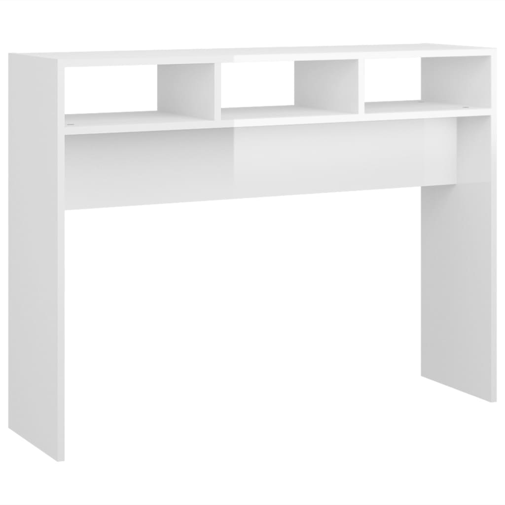 vidaXL Stolik konsolowy, biały, wysoki połysk 105x30x80 cm