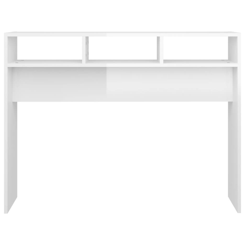 vidaXL Stolik konsolowy, biały, wysoki połysk 105x30x80 cm