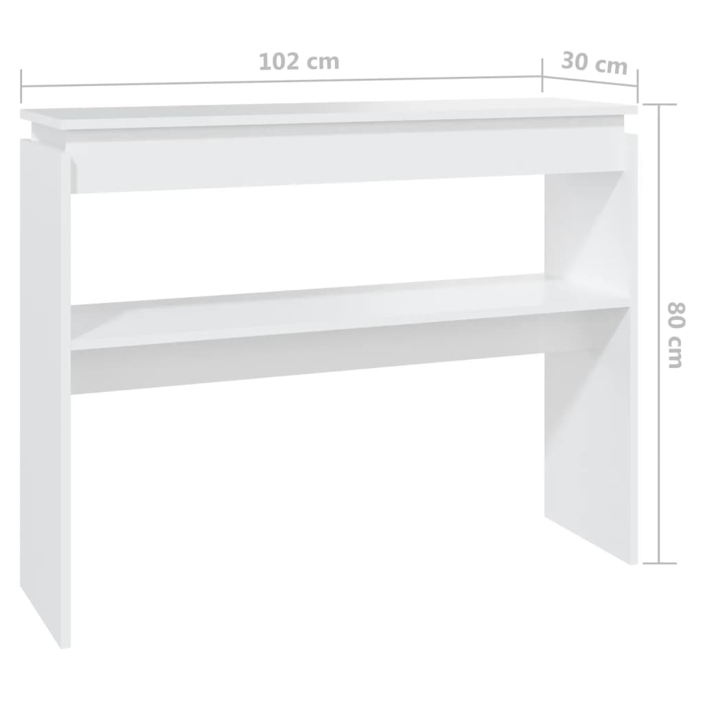 vidaXL Stolik konsolowy, biały, 102x30x80 cm, materiał drewnopochodny