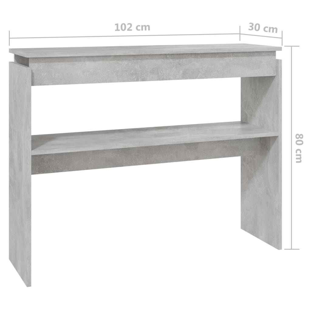 vidaXL Stolik konsolowy, szarość betonu, 102x30x80 cm