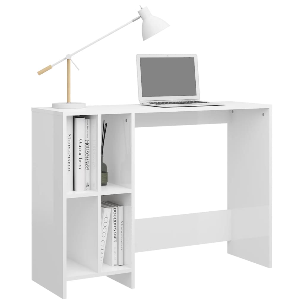vidaXL Biurko pod laptopa, białe, wysoki połysk, 102,5 x 35 x 75 cm