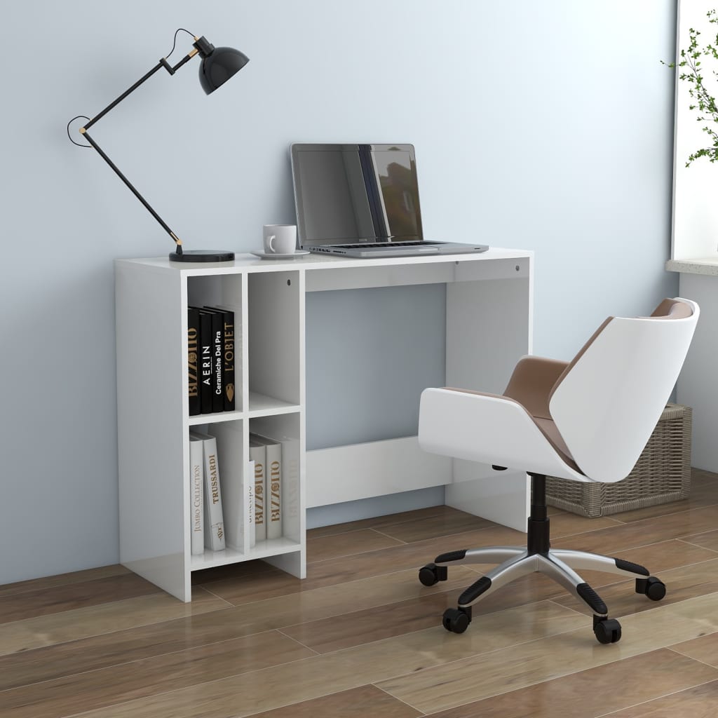 vidaXL Biurko pod laptopa, białe, wysoki połysk, 102,5 x 35 x 75 cm