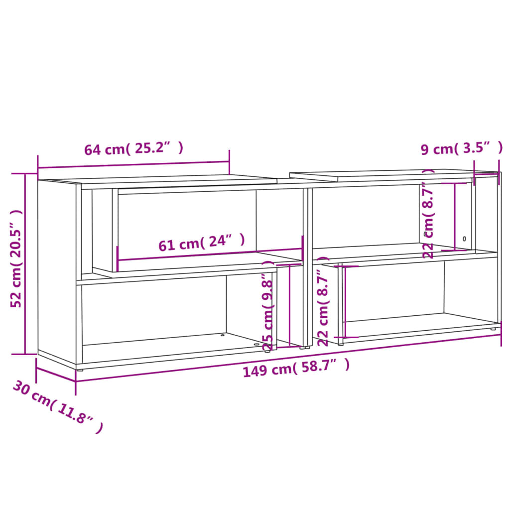 vidaXL Szafka pod TV, szara, 149x30x52 cm, materiał drewnopochodny