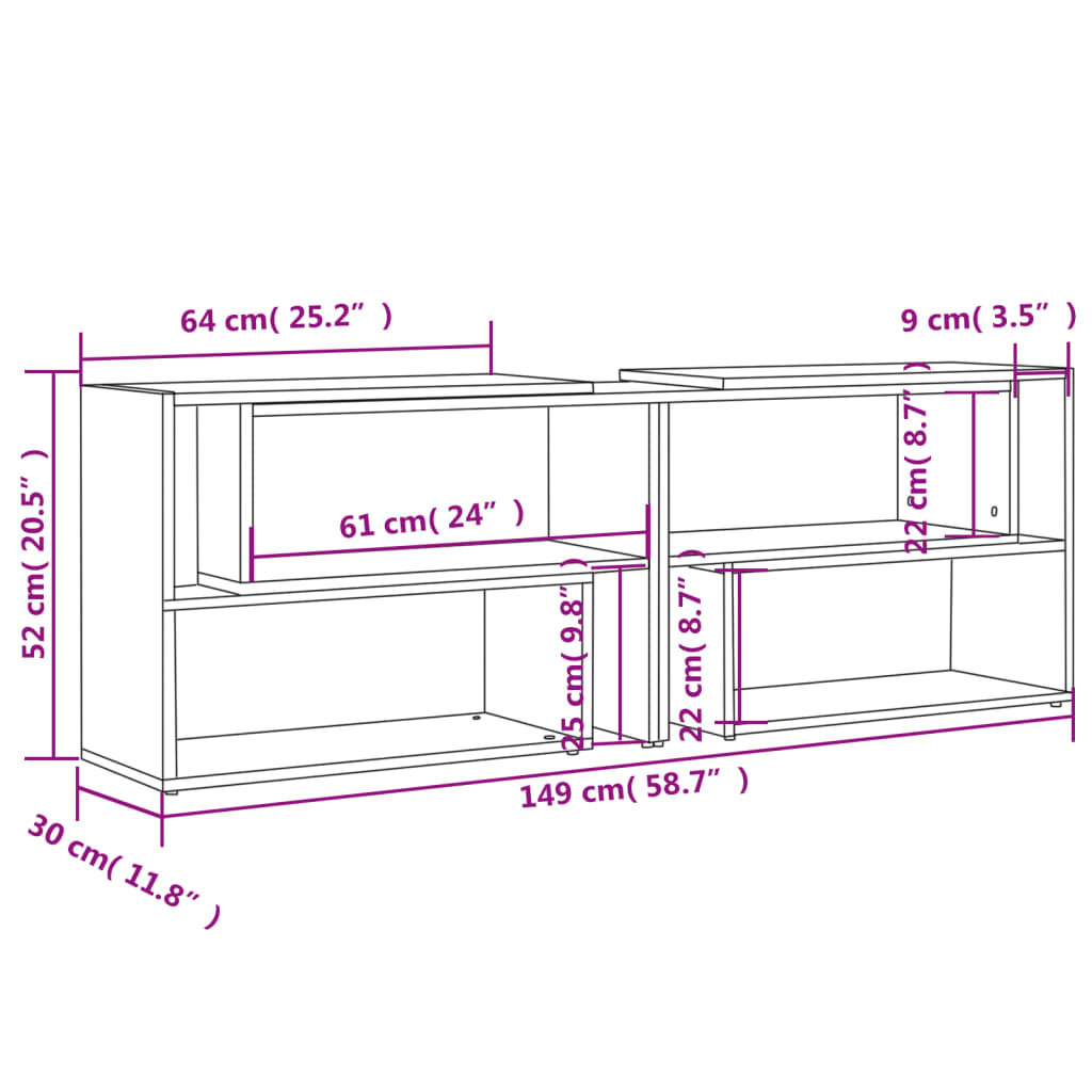 vidaXL Szafka pod TV, szarość betonu, 149x30x52 cm