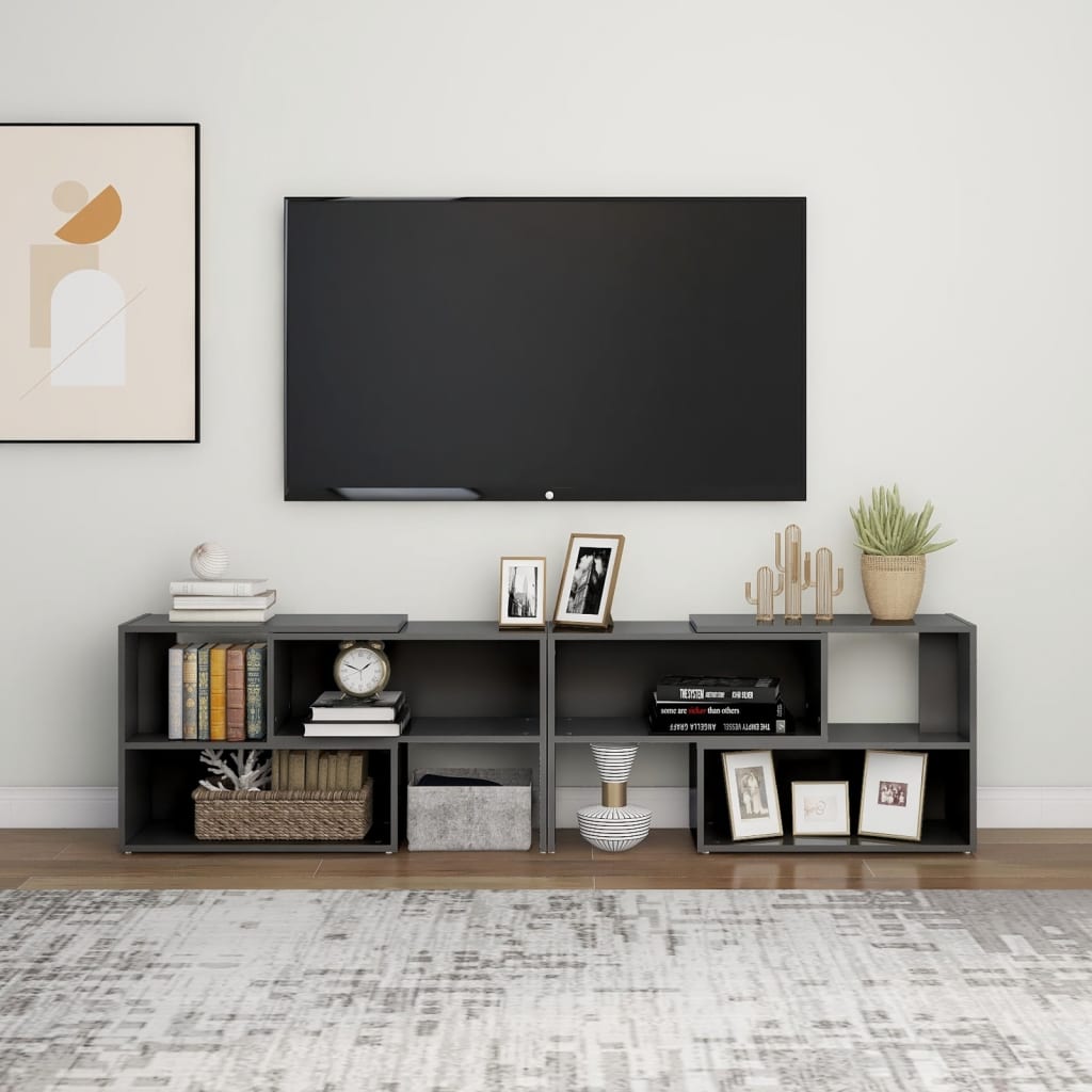 vidaXL Szafka pod TV, szara, wysoki połysk, 149x30x52 cm