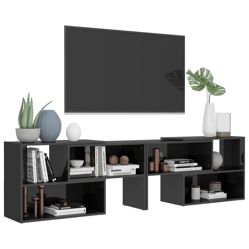 vidaXL Szafka pod TV, szara, wysoki połysk, 149x30x52 cm
