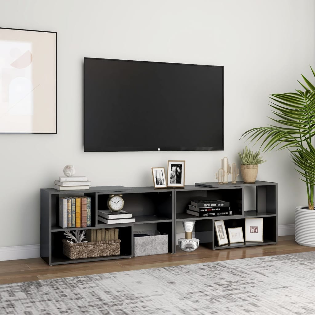 vidaXL Szafka pod TV, szara, wysoki połysk, 149x30x52 cm