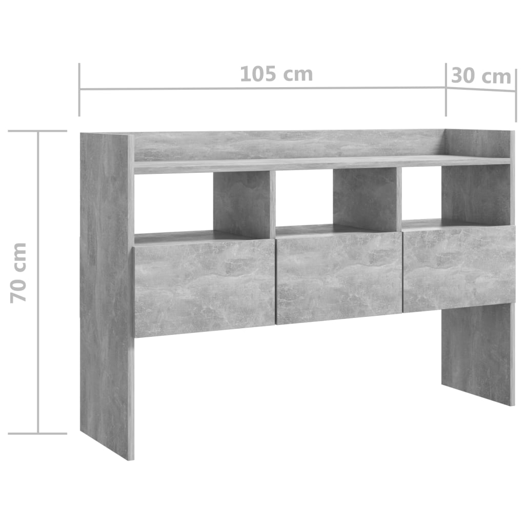 vidaXL Szafka, szarość betonu, 105x30x70 cm, materiał drewnopochodny