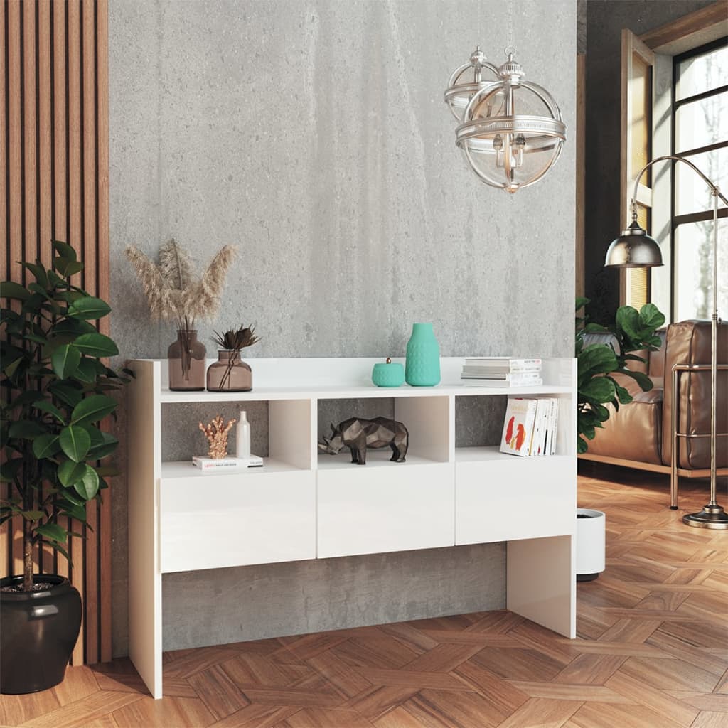 vidaXL Szafka, biała z połyskiem, 105x30x70cm, materiał drewnopochodny