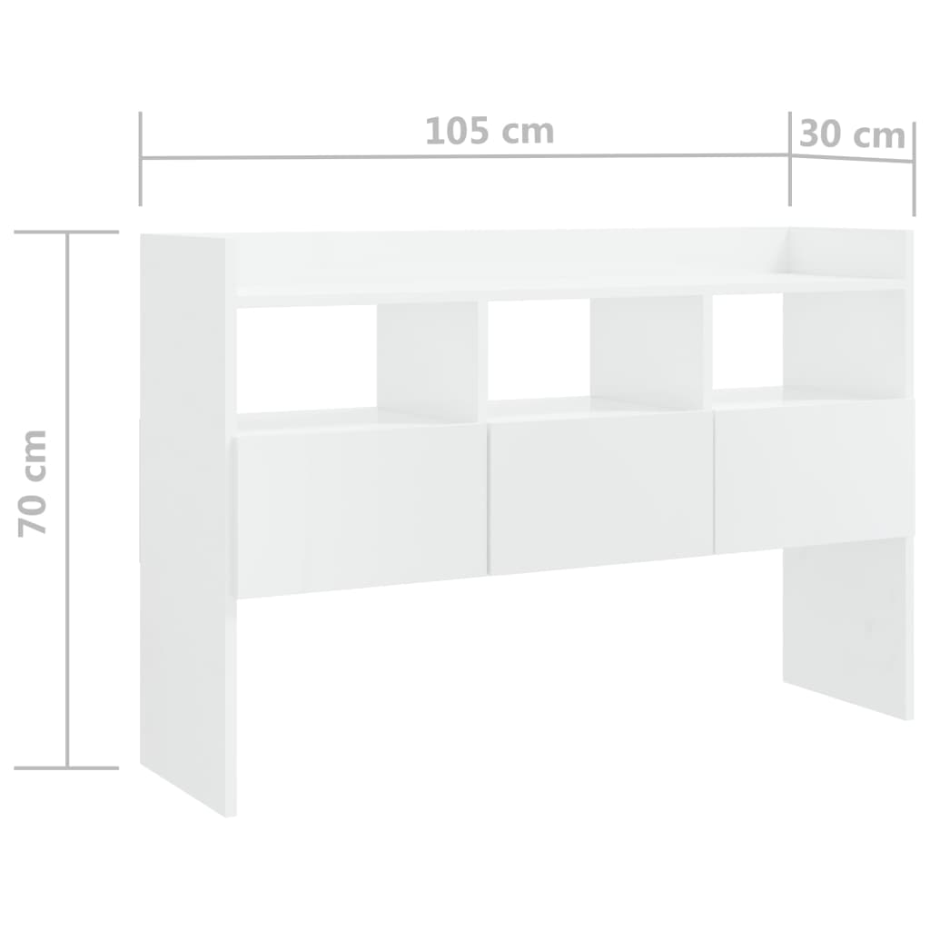 vidaXL Szafka, biała z połyskiem, 105x30x70cm, materiał drewnopochodny