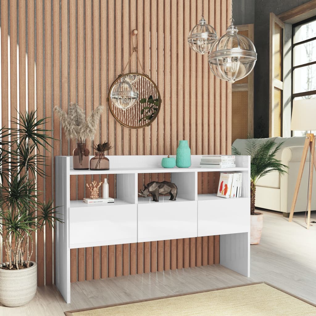 vidaXL Szafka, biała z połyskiem, 105x30x70cm, materiał drewnopochodny