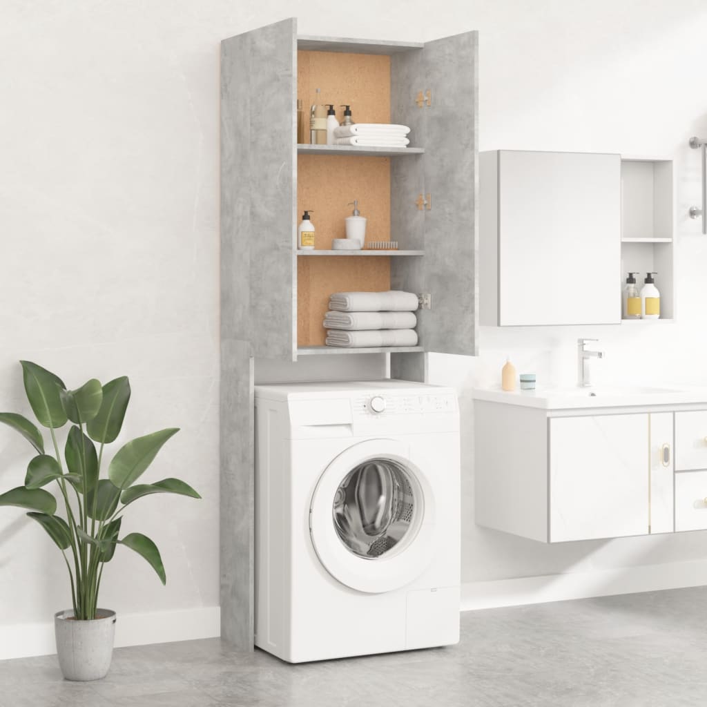 vidaXL Szafka na pralkę, szarość betonu, 64 x 25,5 x 190 cm
