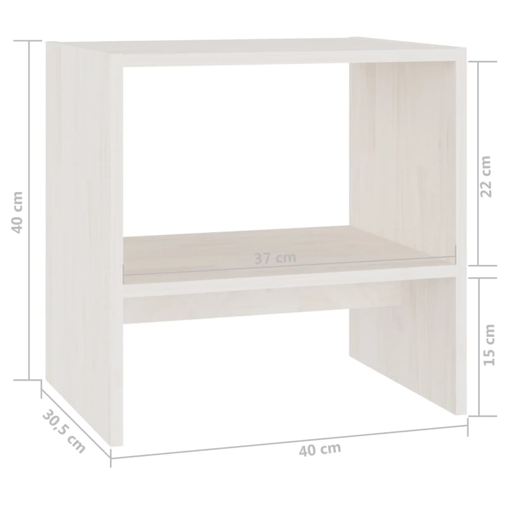 vidaXL Szafka nocna, biała, 40x30,5x40 cm, lite drewno sosnowe