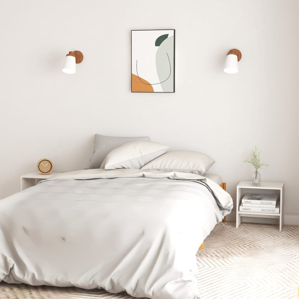 vidaXL Szafki nocne, 2 szt., białe, 40x30,5x40 cm, lite drewno sosnowe