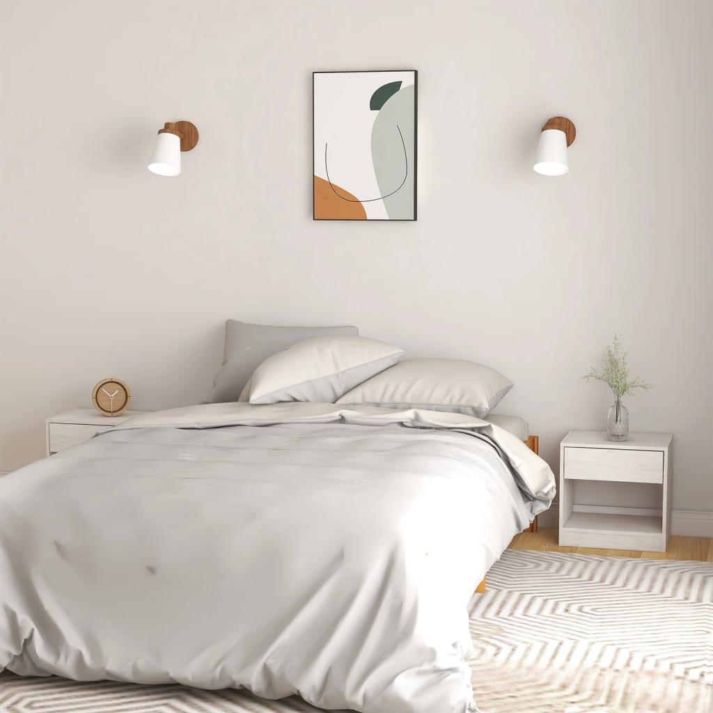 vidaXL Szafki nocne, 2 szt., białe, 40x31x40 cm, lite drewno sosnowe