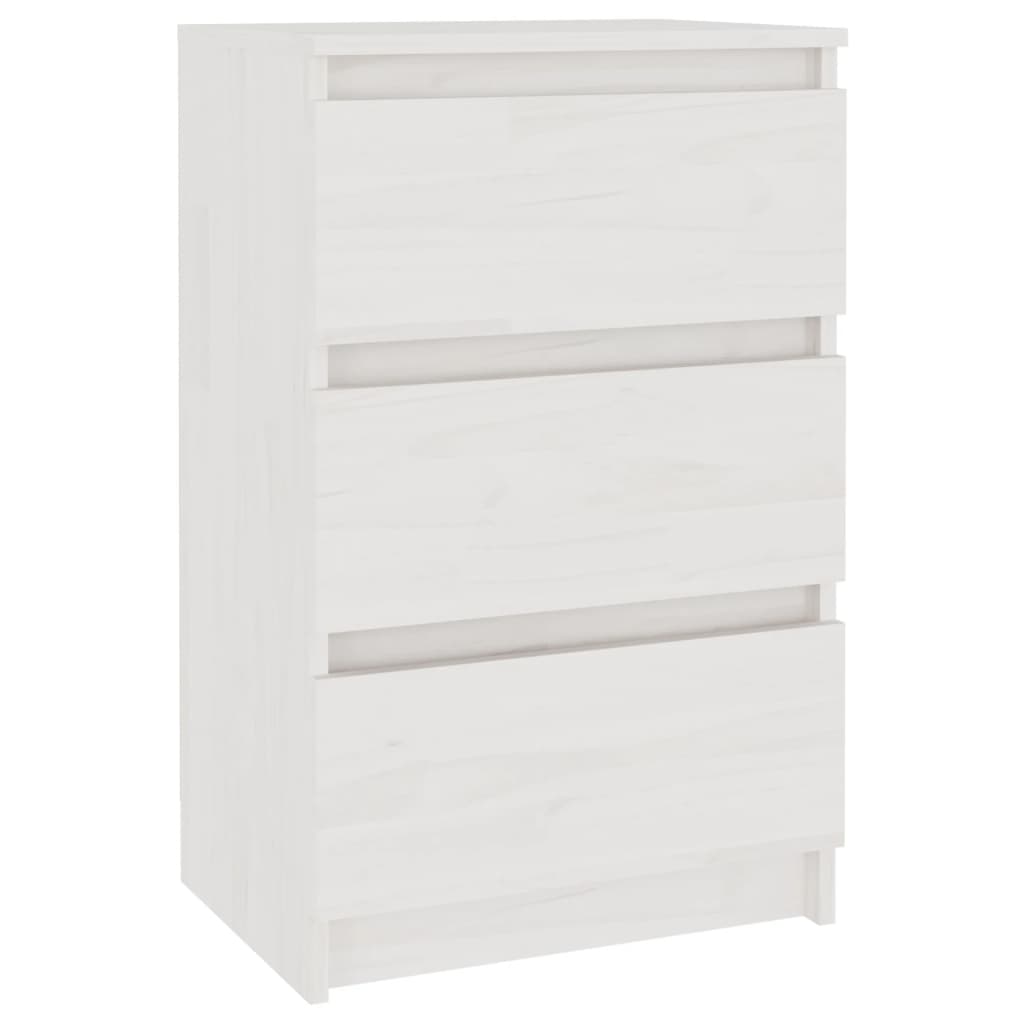 vidaXL Szafka nocna, biała, 40x29,5x64 cm, lite drewno sosnowe