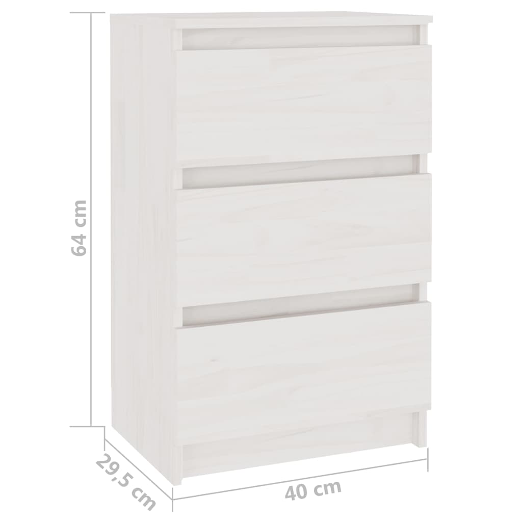 vidaXL Szafka nocna, biała, 40x29,5x64 cm, lite drewno sosnowe