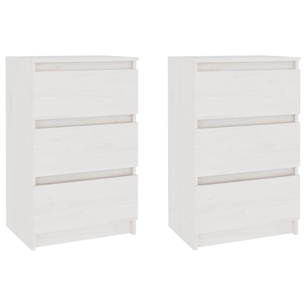 vidaXL Szafki nocne, białe, 2 szt., 40x29,5x64 cm, lite drewno sosnowe
