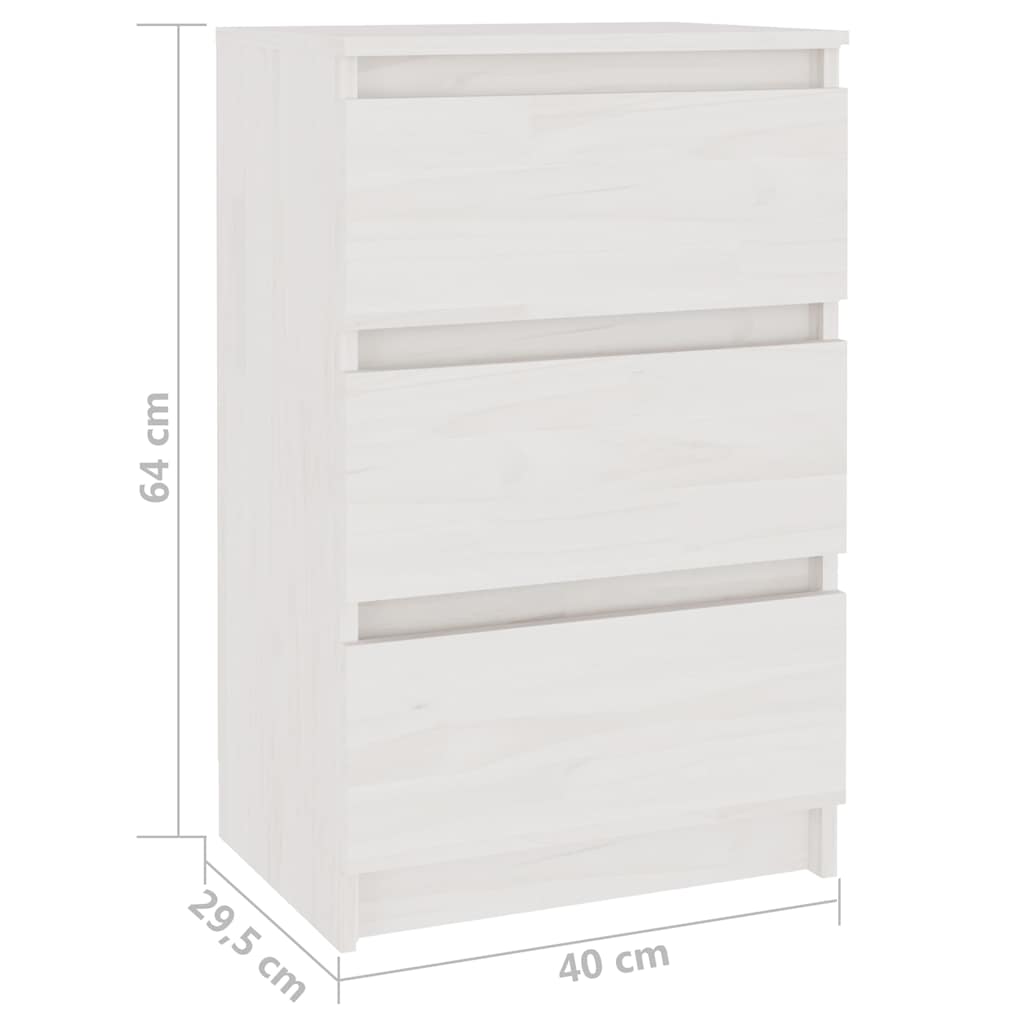 vidaXL Szafki nocne, białe, 2 szt., 40x29,5x64 cm, lite drewno sosnowe