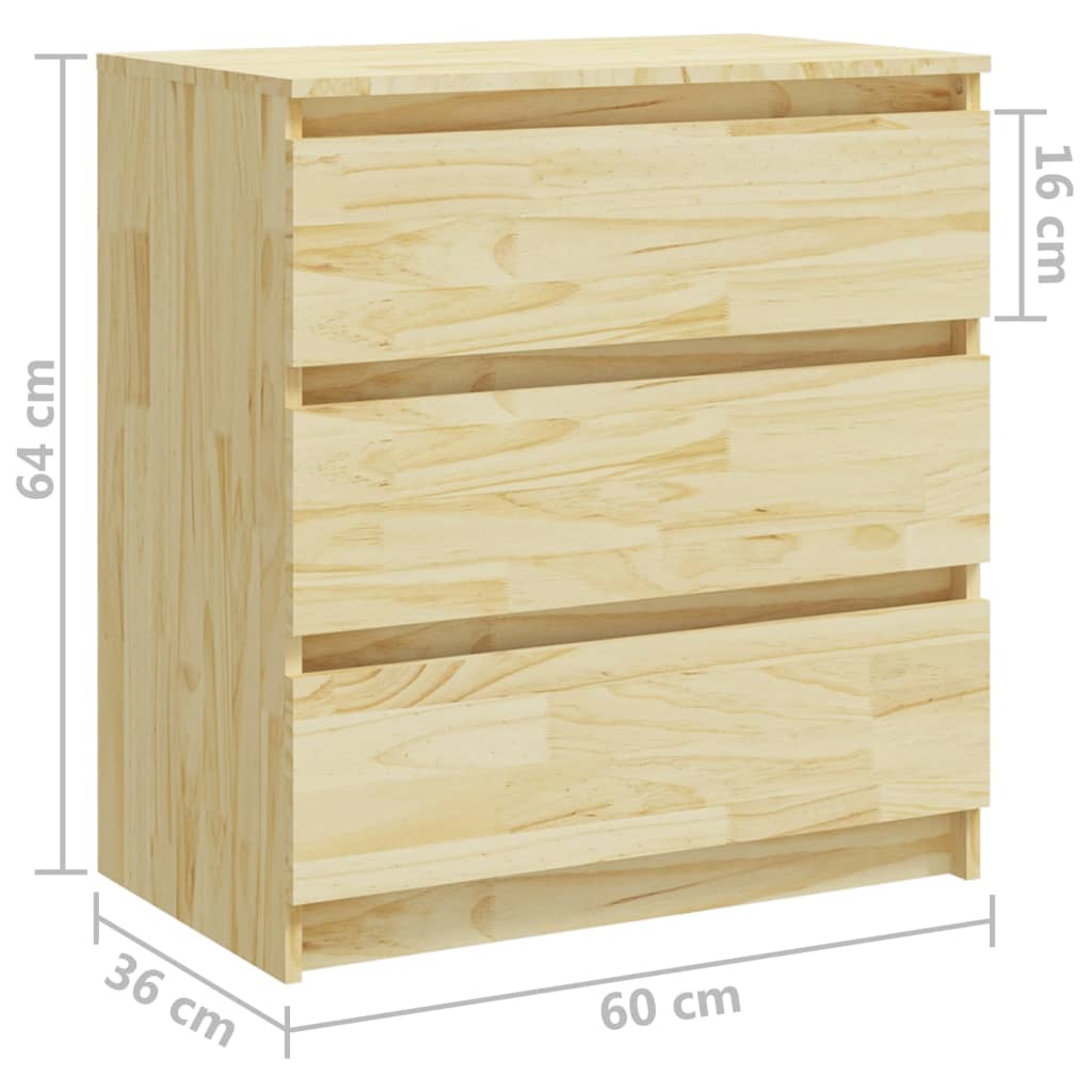 vidaXL Szafka nocna, 60x36x64 cm, lite drewno sosnowe