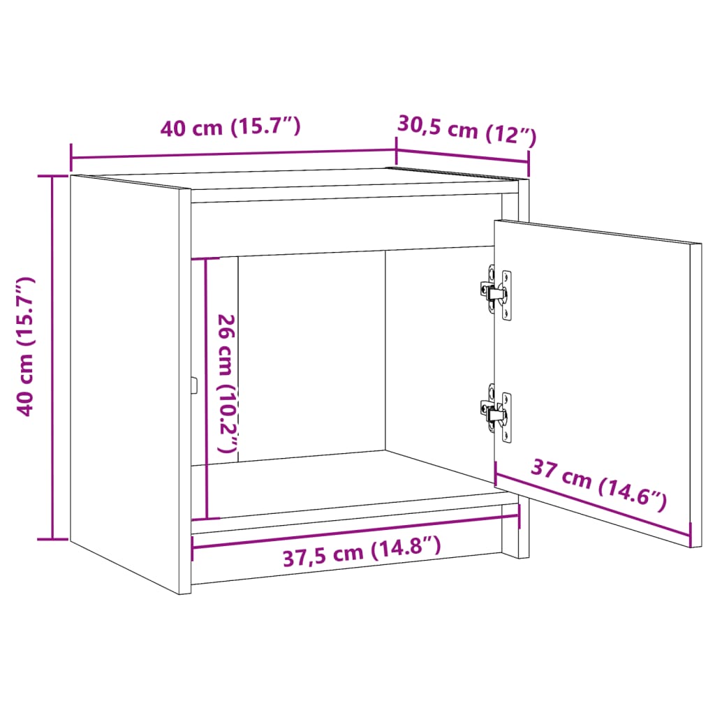 vidaXL Szafka nocna, 40x30,5x40 cm, lite drewno sosnowe