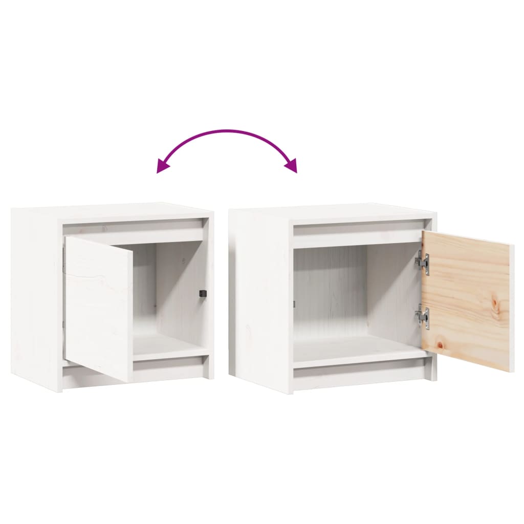vidaXL Szafki nocne, 2 szt., białe, 40x30,5x40 cm, lite drewno sosnowe