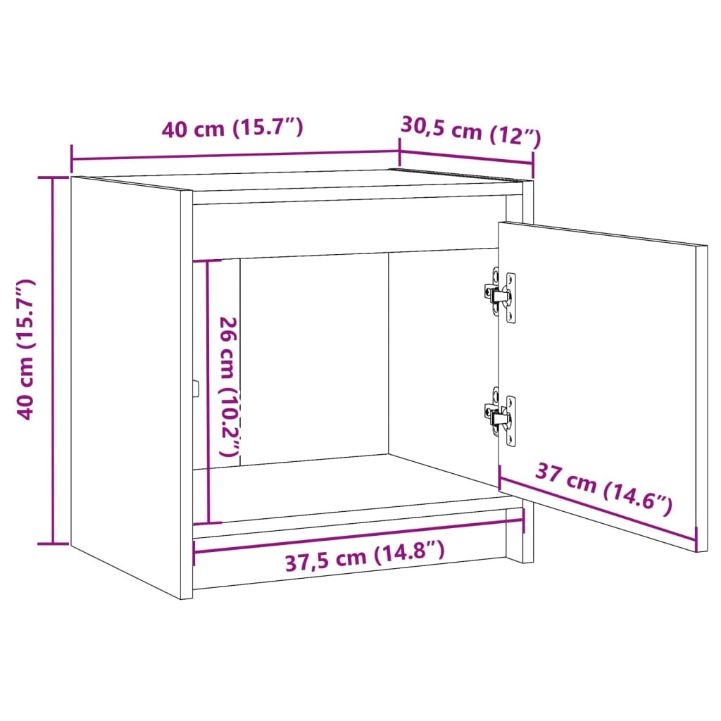 vidaXL Szafki nocne, 2 szt., białe, 40x30,5x40 cm, lite drewno sosnowe