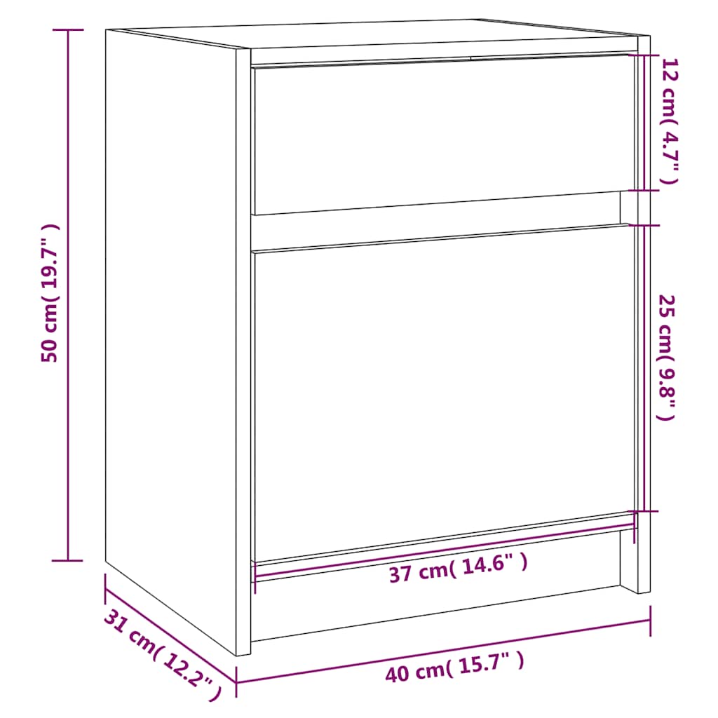 vidaXL Szafka nocna, 40x31x50 cm, lite drewno sosnowe